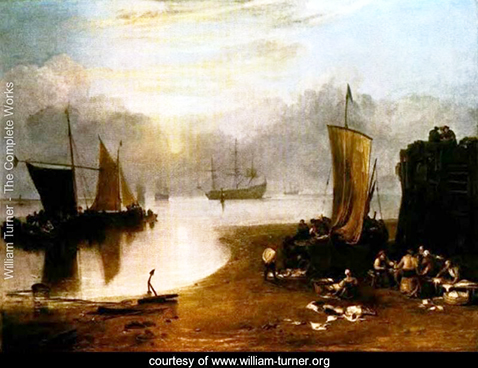 sun-rising-through-vapor-fisherman-cleaning-and-selling-fish